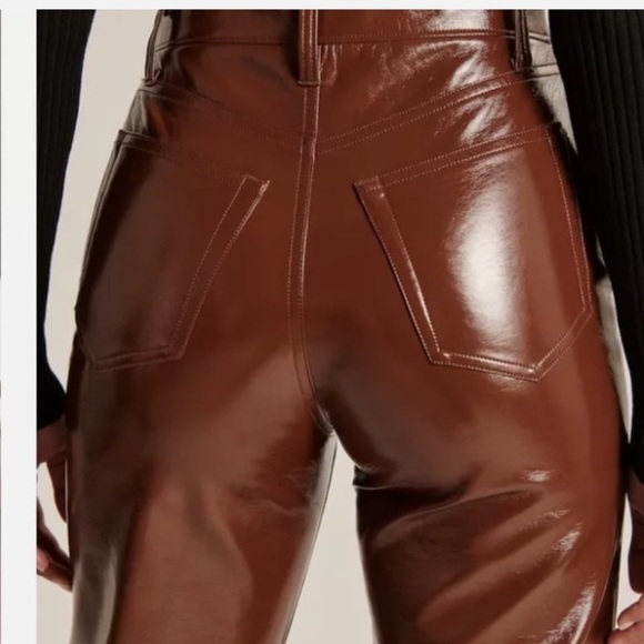 NWT Abercrombie & Fitch vegan leather 90s straight high rise curve love. Size 27 - Picture 4 of 11